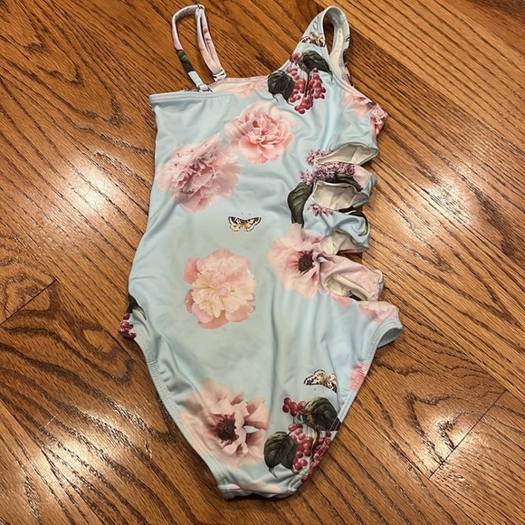 Submarine Girl’s Blue Floral One Piece Size 8 - Picture 3 of 5